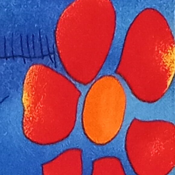 FUNKY BOLD TROPICAL PRINT FLORAL BLUE RED SILK TIE - Picture 6 of 6